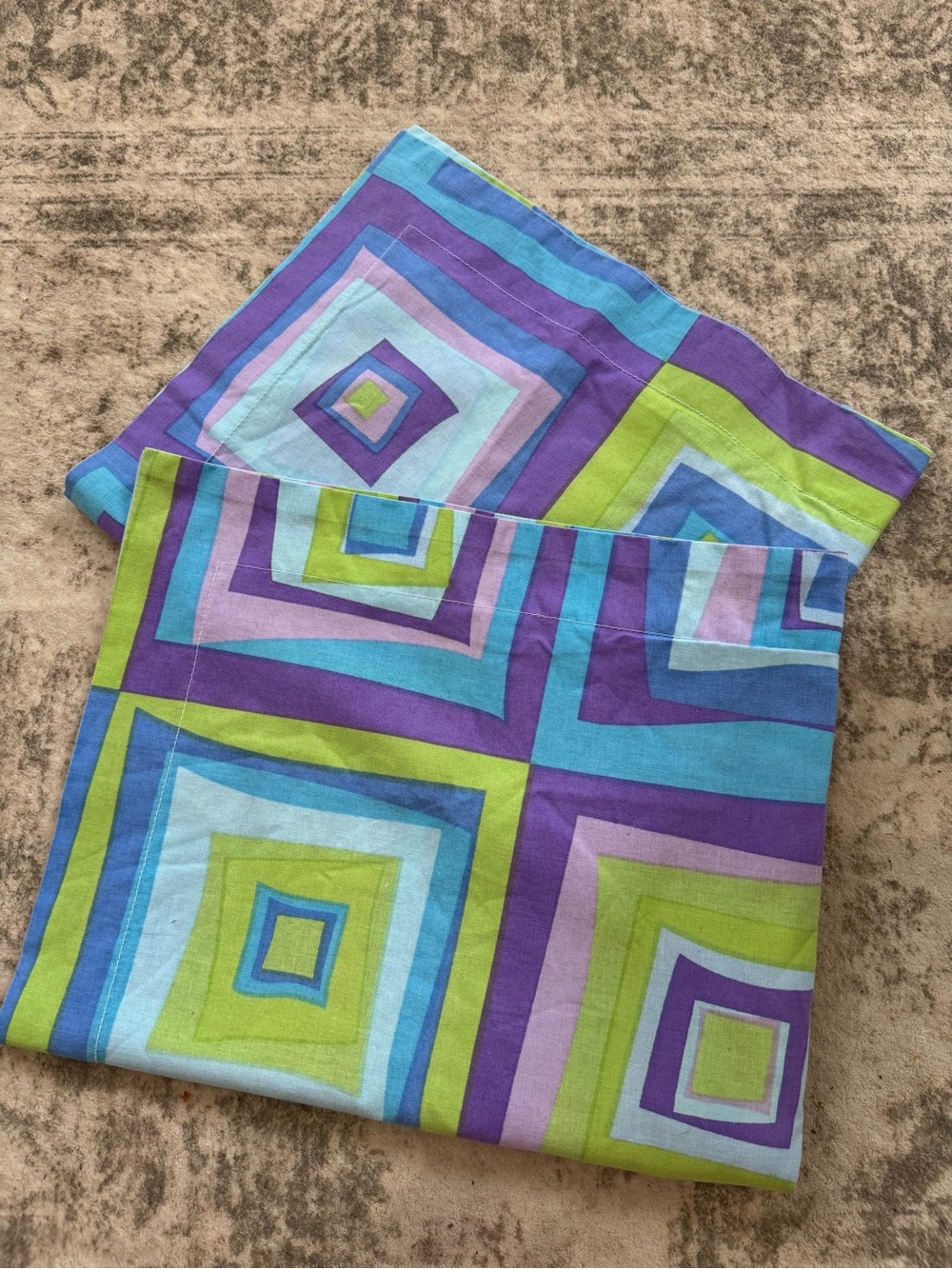No Boundaries Geometric Standard Pillowcases - Blue, Purple & Green Vintage 90s